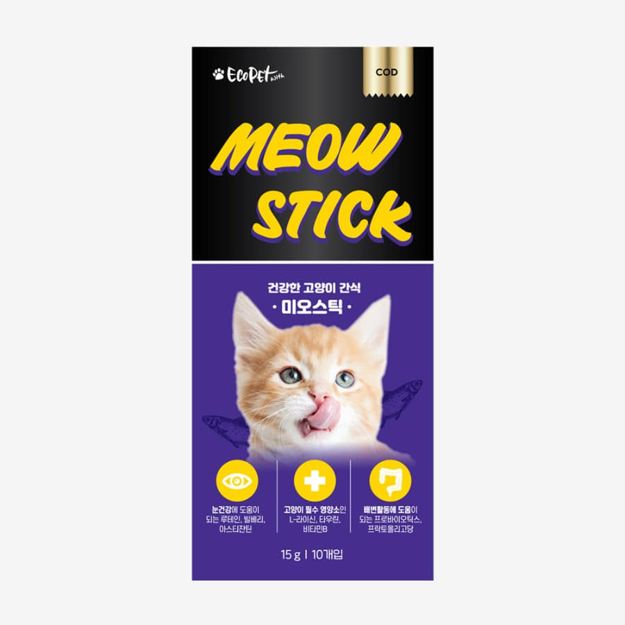 고양이 츄르 간식 국내산 챠오 미오스틱 대구맛 15g 10개입